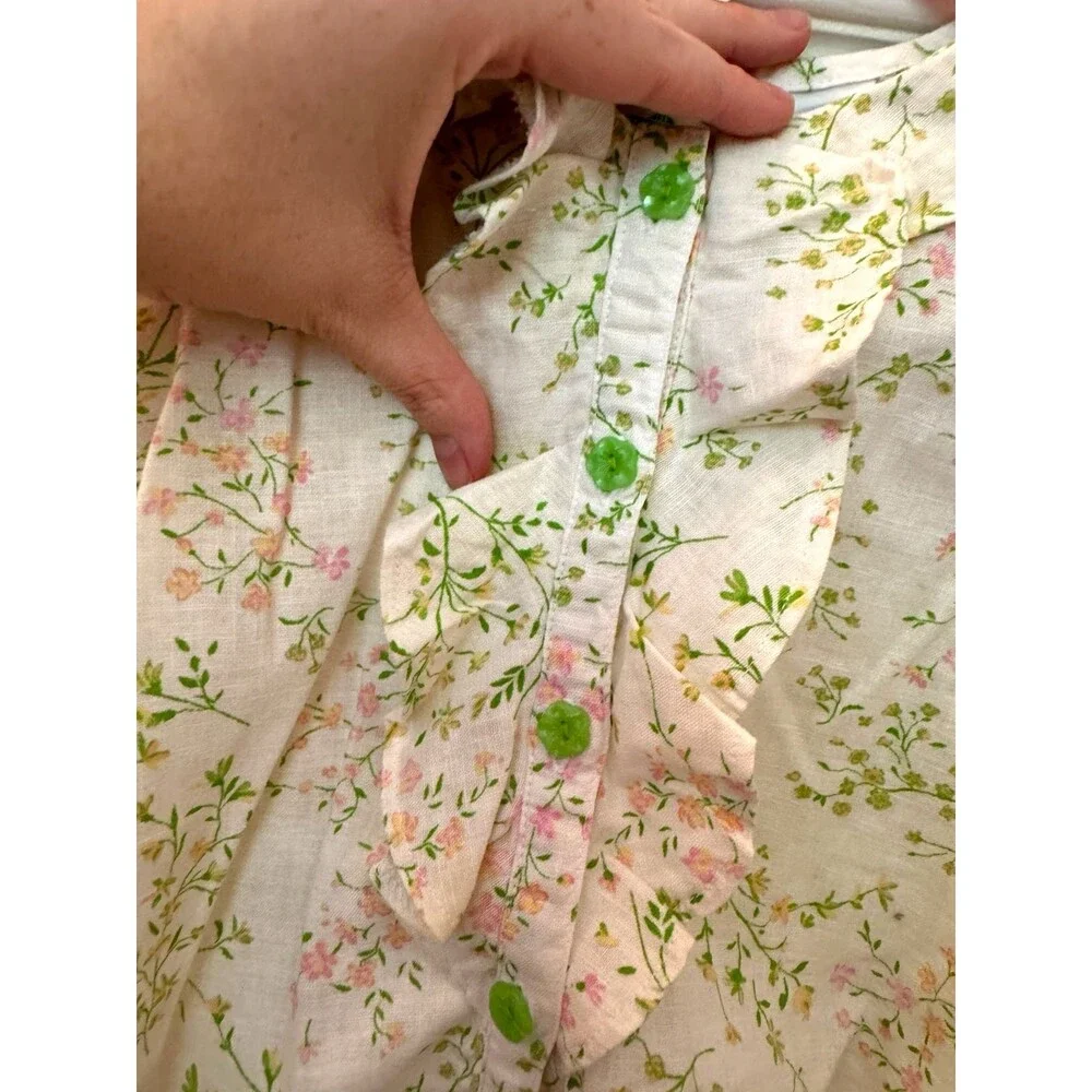Vintage Y2K Sesame Street Girls Floral Ruffle Tie Front Top Shirt 3T